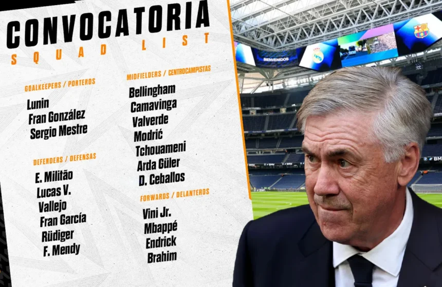 Officiel : Ancelotti convoque 20 joueurs pour le Clasico, il y a une "recrue" de dernière minute